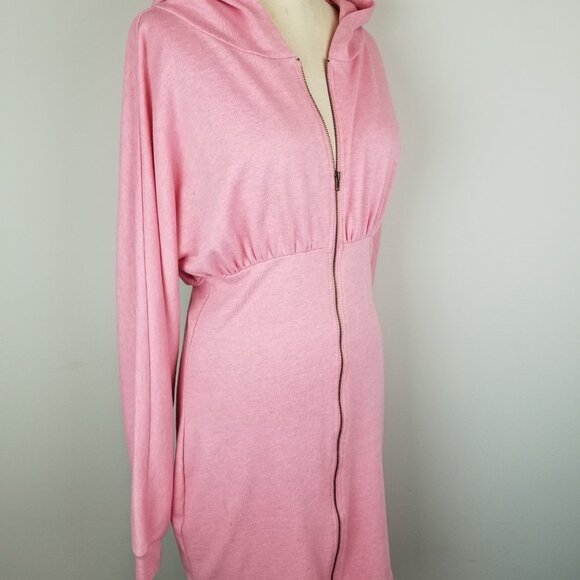 Venus Bubblegum Pink Hooded Sweatshirt Long Sleeve Full Zip Front Dress * Medium - Picture 4 of 5